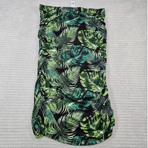 New York & Company Dress Womens XL Palm Leaf Pattern Scrunched Mini Dress New